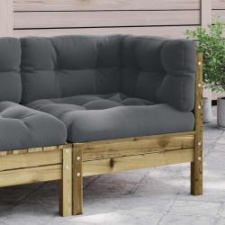 Canap&eacute; d'angle de jardin avec coussins bois de pin impr&eacute;gn&eacute;