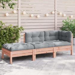 Canap&eacute; de jardin avec coussins et repose-pied 3 places