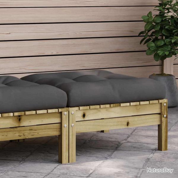 Repose-pied de jardin avec coussin bois de pin impr�gn�