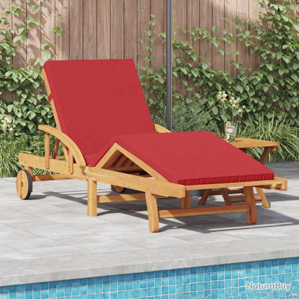 Transat avec coussin Rouge 200 x 67 x 84cm Bois d'acacia massif