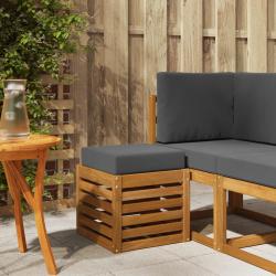 Banc de jardin avec coussin 2 Pi&egrave;ce Naturel et Anthracite