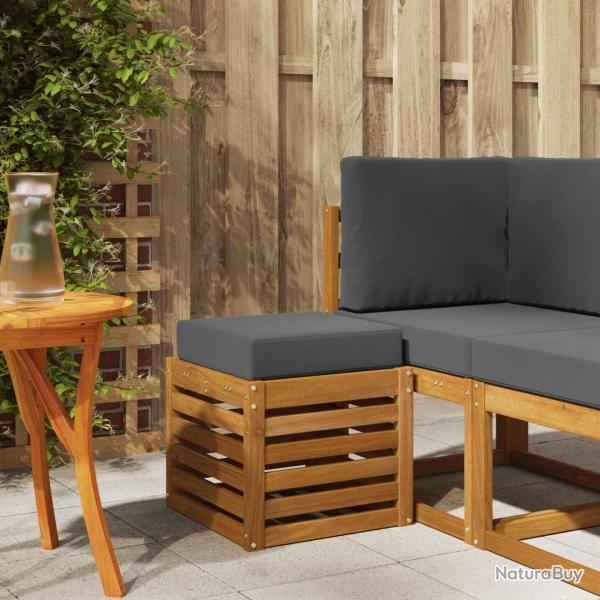Banc de jardin avec coussin 2 Pi�ce Naturel et Anthracite