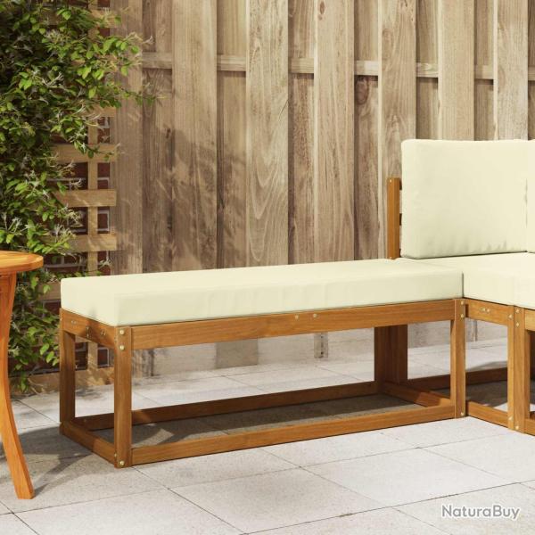 Banc de jardin avec coussin Naturel et Cr�me 115 x 43 x 45 cm