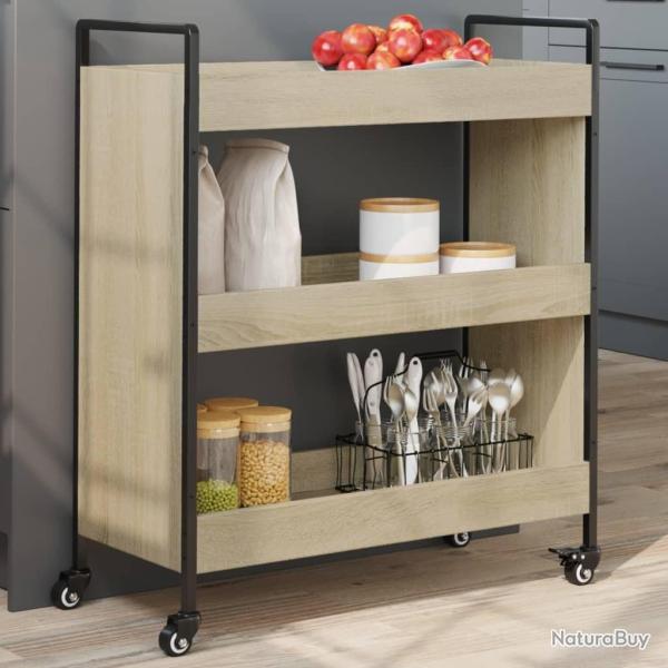 Chariot de cuisine ch�ne sonoma 70x30x82 cm bois d'ing�nierie