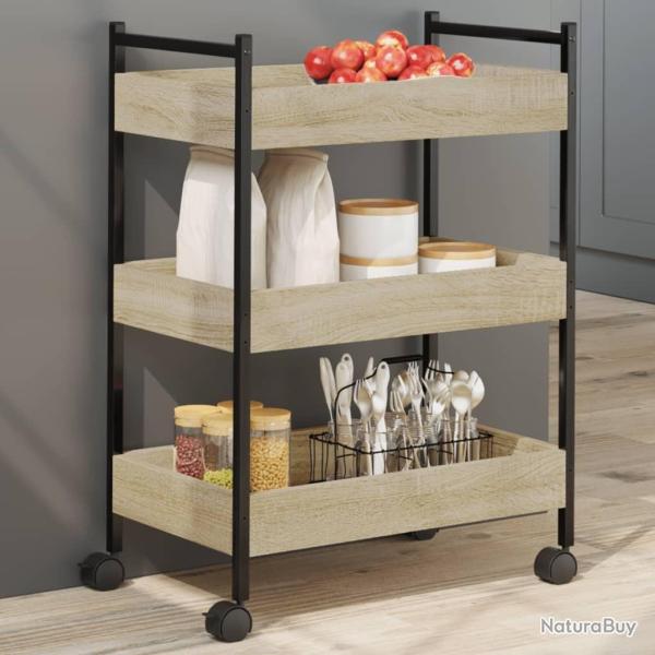 Chariot de cuisine ch�ne sonoma 50x30x70 cm bois d'ing�nierie