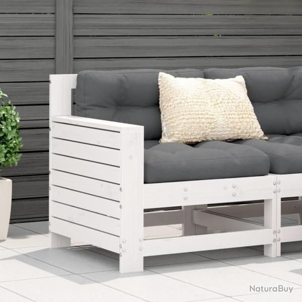 Canap� de jardin accoudoir blanc 69x62x70,5 cm bois pin massif