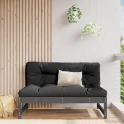 Canap&eacute; central 120x80 cm gris bois de pin massif