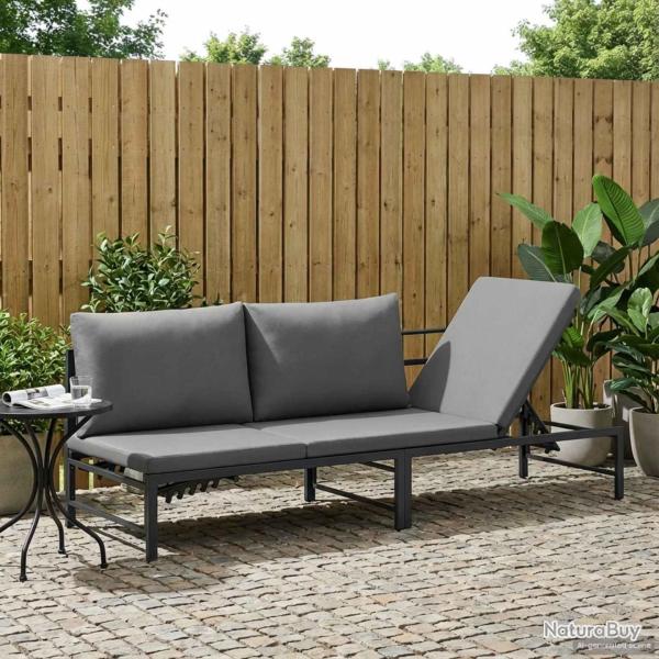 Transat 3 personnes Noir 200 x 62 x 59,5 cm Textil�ne