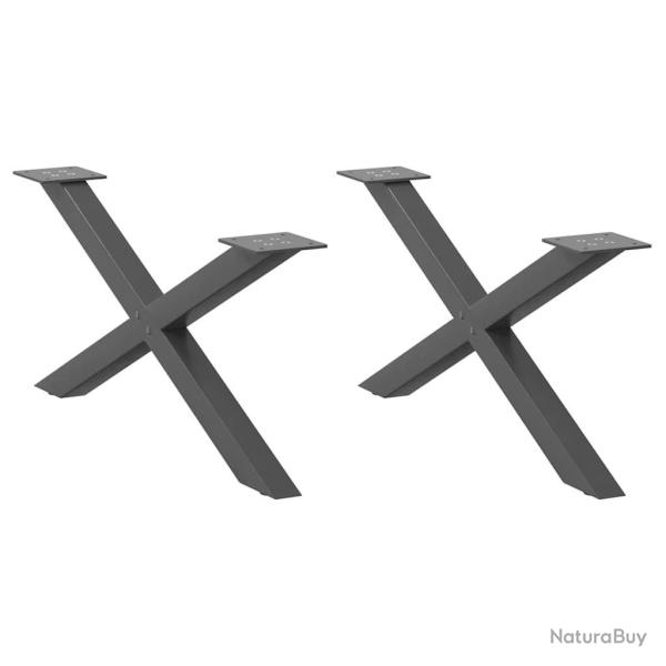 Pieds de table basse en forme de X, 2 pi�ces, anthracite, 70 x (30-31) cm, acier