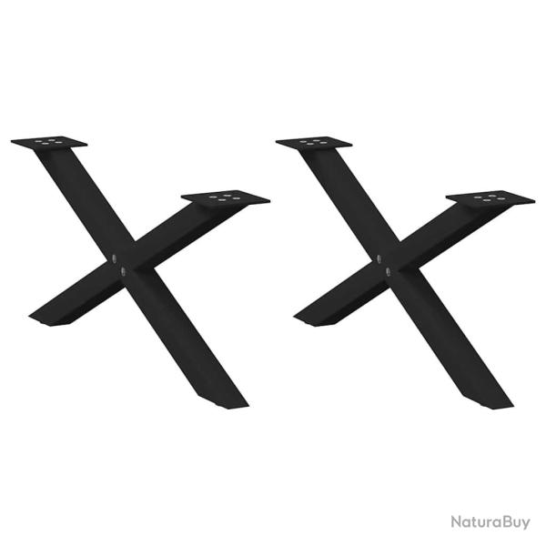 Pieds de table basse en forme de X, 2 pi�ces, noir, 70 x (30-31) cm, acier