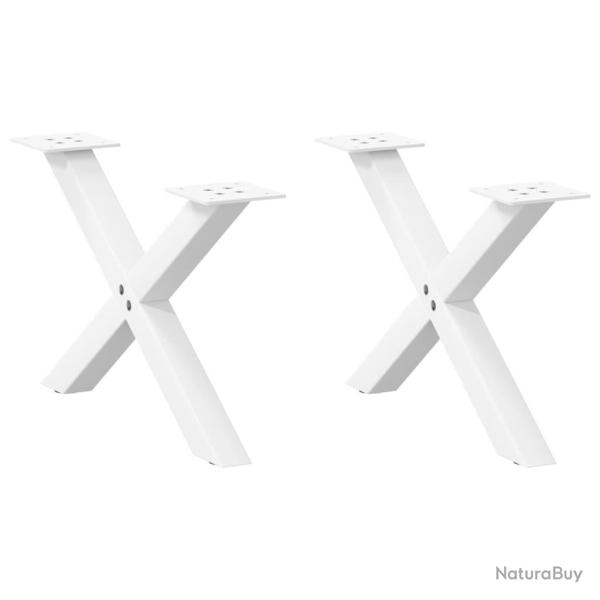 Pieds de table basse en forme de X, 2 pi�ces, blanc, 60 x (30-31) cm, acier