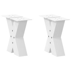Pieds de table basse en forme de X, 2 pi&egrave;ces, blanc, 30 x (30-31) cm, acier