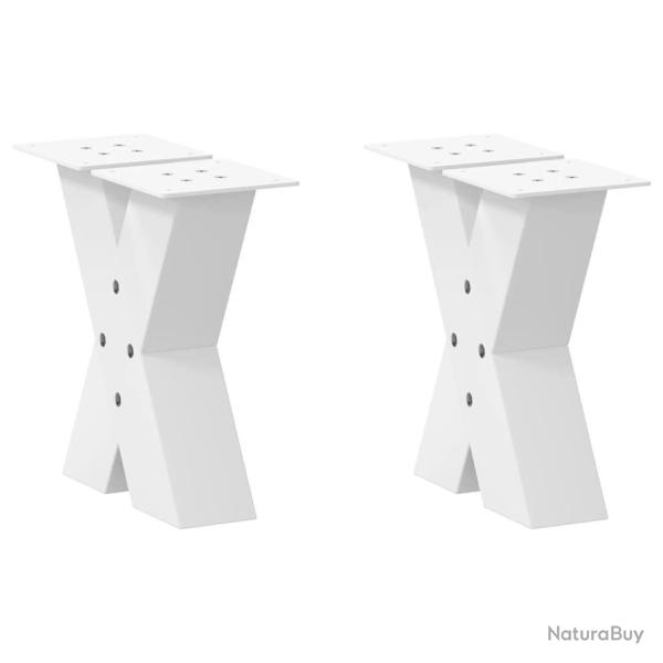 Pieds de table basse en forme de X, 2 pi�ces, blanc, 30 x (30-31) cm, acier