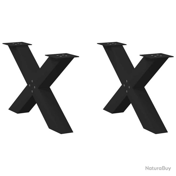 Pieds de table basse en forme de X, 2 pi�ces, noir, 70 x (42-43) cm, acier