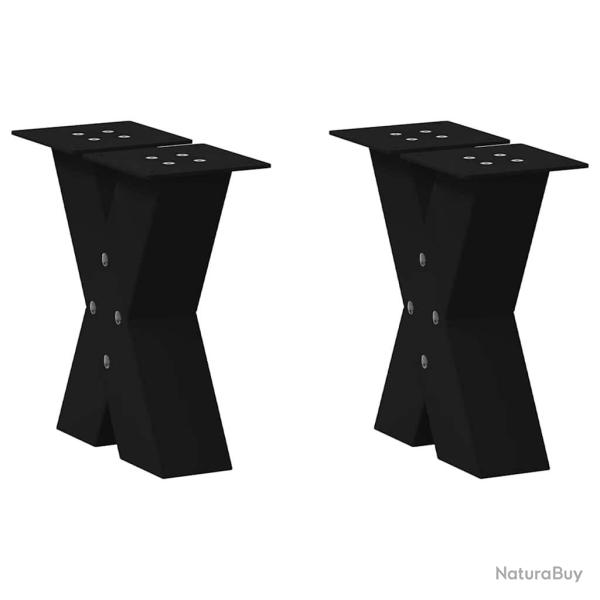 Pieds de table basse en forme de X, 2 pi�ces, noir, 30 x (30-31) cm, acier