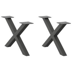 Pieds de table basse en forme de X 2 pi&egrave;ces Anthracite 60 x (30-31) cm Acier