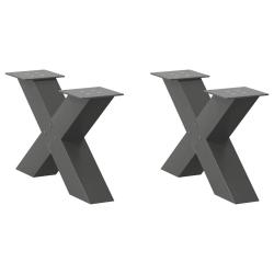 Pieds de table basse en forme de X 2 pi&egrave;ces Anthracite 60 x (30-31) cm Acier
