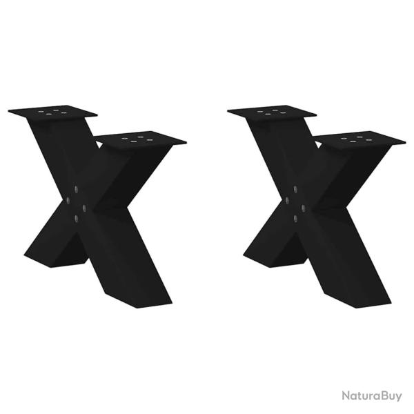 Pieds de table basse en forme de X, 2 pi�ces, noir, 50 x (30-31) cm, acier