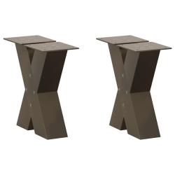 Pieds de table basse en forme de X, 2 pi&egrave;ces, acier naturel, 40 x (30-31) cm