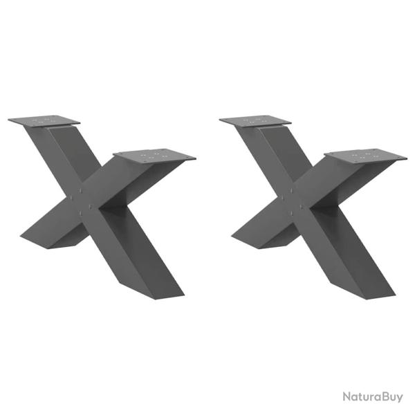 Pieds de table basse en forme de X, 2 pi�ces, anthracite, 70 x (30-31) cm, acier