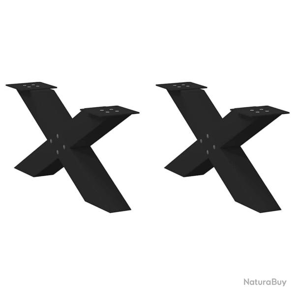 Pieds de table basse en forme de X, 2 pi�ces, noir, 70 x (30-31) cm, acier