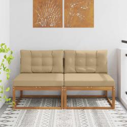 Sofa de milieu ext&eacute;rieur 2 Pi&egrave;ce Naturel Bois d'Acacia Massif