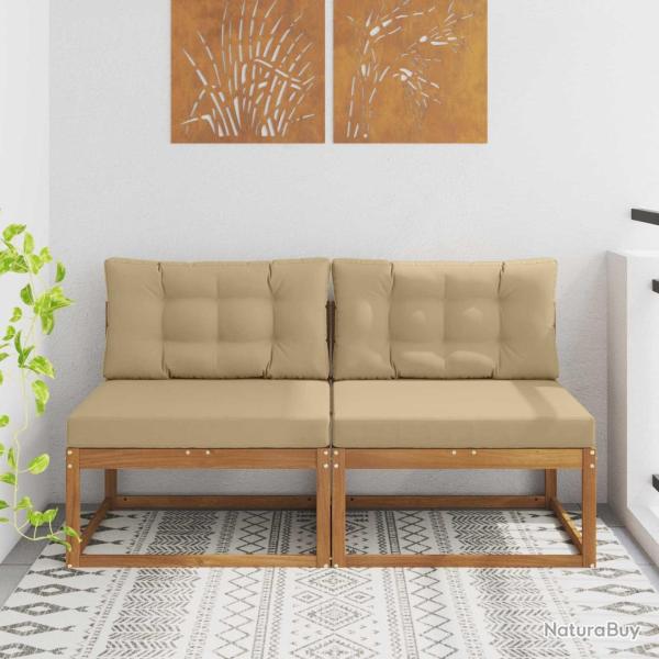 Sofa de milieu ext�rieur 2 Pi�ce Naturel Bois d'Acacia Massif