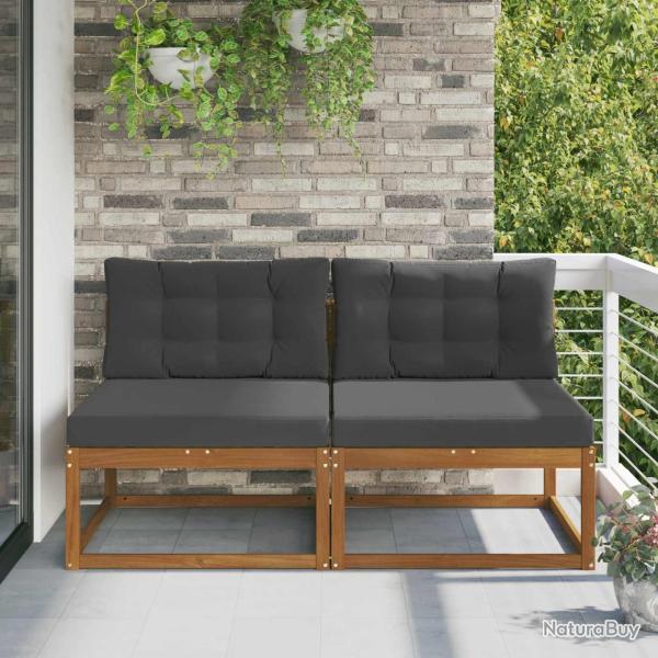 Sofa de milieu ext�rieur 2 Pi�ce Naturel Bois d'Acacia Massif