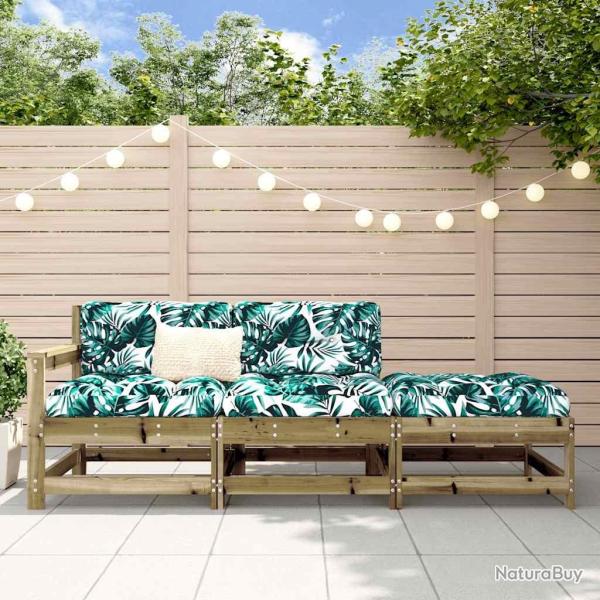 Salon de jardin 3 pcs avec coussins bois de pin impr�gn�