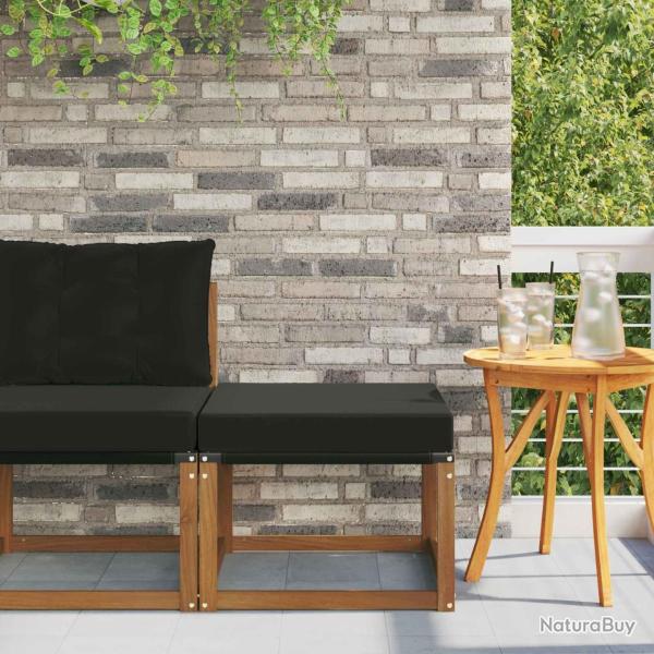 Pouf d'Ext�rieur Bois d'acacia massif et tissu Textil�ne