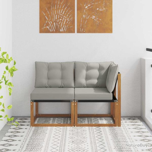 Canap� d'ext�rieur milieu et coin avec coussin 2 Pi�ce Naturel