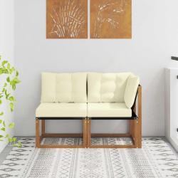 Canap&eacute; d'ext&eacute;rieur milieu et coin avec coussin 2 Pi&egrave;ce Naturel