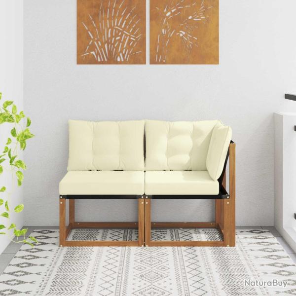 Canap� d'ext�rieur milieu et coin avec coussin 2 Pi�ce Naturel