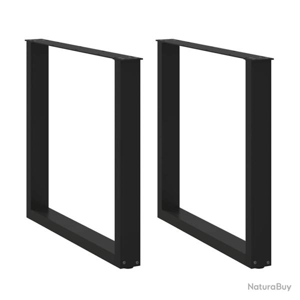 Pieds de table � manger en U 2 pi�ces Noir 90 x (72-73) cm Acier