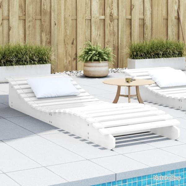Chaise longue blanc 205x70x31,5 cm bois massif de pin