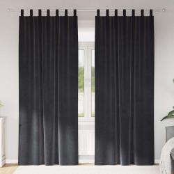 Rideaux occultants 2 pcs Gris fonc&eacute; 140 x 260 cm Velours