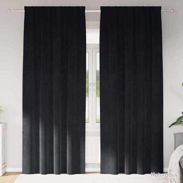 Rideaux occultants 2 pcs Noir 140 x 225 cm Velours