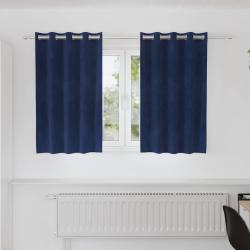 Rideaux occultants 2 pcs Bleu fonc&eacute; 140 x 140 cm Velours