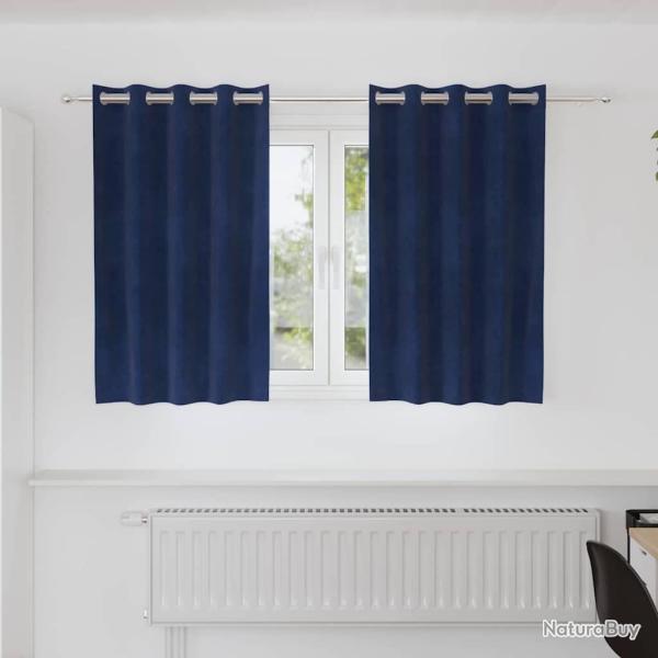 Rideaux occultants 2 pcs Bleu fonc� 140 x 140 cm Velours