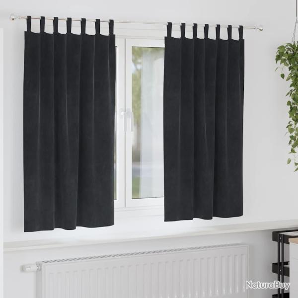 Rideaux occultants 2 pcs Noir 140 x 175 cm Velours