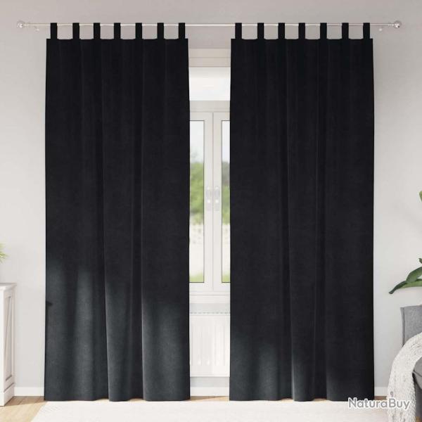 Rideaux occultants 2 pcs Noir 140 x 260 cm Velours