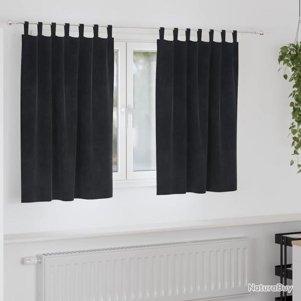 Rideaux occultants 2 pcs Noir 140 x 140 cm Velours