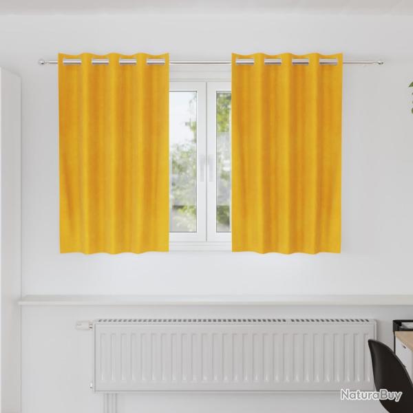 Rideaux occultants 2 pcs Jaune moutarde 140 x 140 cm Velours