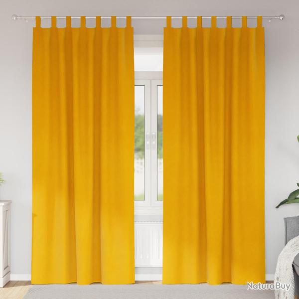 Rideaux occultants 2 pcs Jaune moutarde 140 x 245 cm Velours