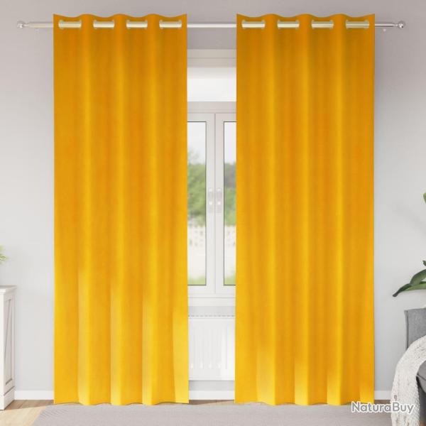 Rideaux occultants 2 pcs Jaune moutarde 140 x 225 cm Velours