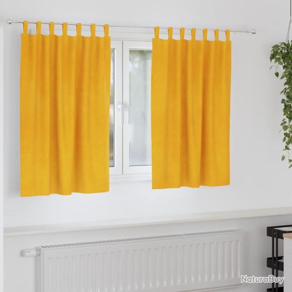 Rideaux occultants 2 pcs Jaune moutarde 140 x 140 cm Velours