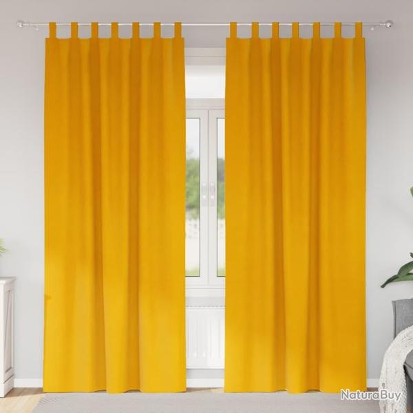 Rideaux occultants 2 pcs Jaune moutarde 140 x 260 cm Velours