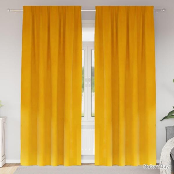Rideaux occultants 2 pcs Jaune moutarde 140 x 260 cm Velours