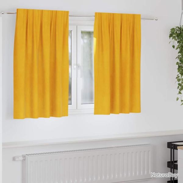 Rideaux occultants 2 pcs Jaune moutarde 140 x 140 cm Velours