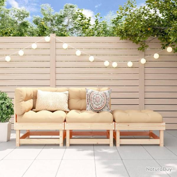 Salon de jardin 3 pcs bois massif de pin